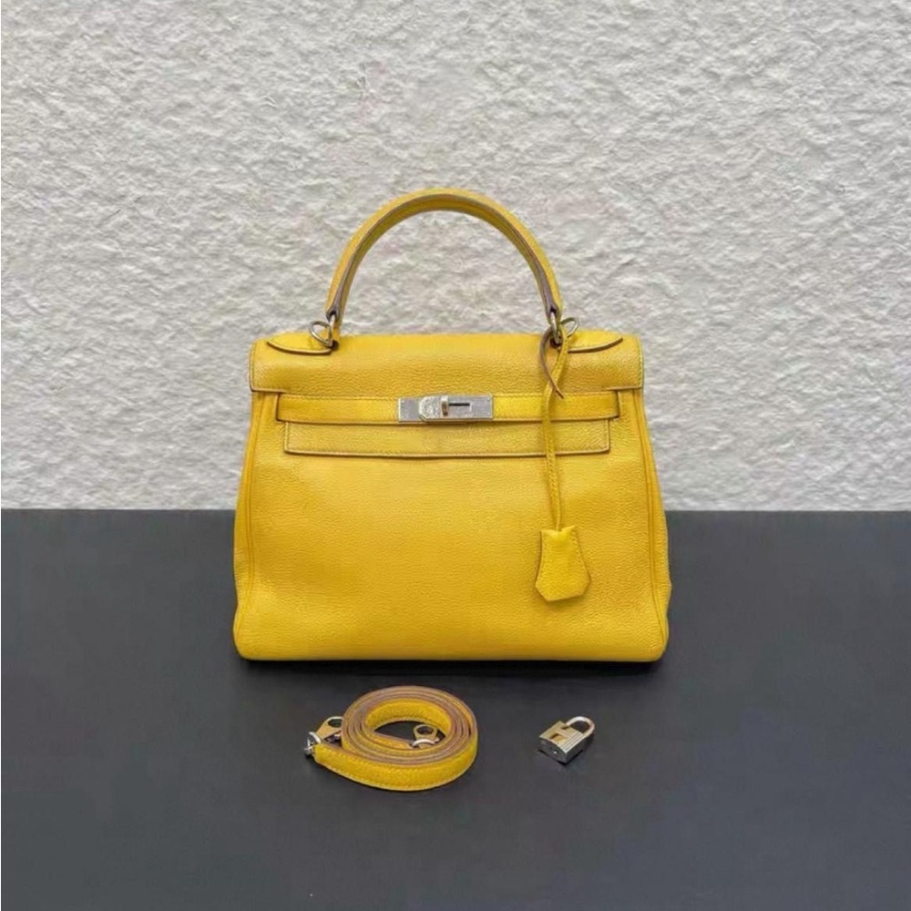 Hermes K28 Yellow with Silver Hardware - Picture 7 of 10